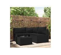 vidaXL Salon de Jardin 4 pcs avec Coussins Noir Résine tressée, Ensemble de Salon d'extérieur, Ensemble de mobilier d'extérieur, Ensemble de mobilier de Patio