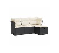 Vidaxl Salon De Jardin 4 Pcs Avec Coussins Noir Résine Tressée