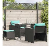 Salon de jardin 4 pcs avec coussins noir résine tressée vidaXL