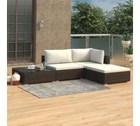 Salon de jardin 4 pcs avec coussins Résine tressée Marron beige G