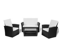 Salon De Jardin 4 Pcs Avec Coussins Résine Tressée Noir