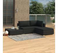 Salon De Jardin 4 Pcs Avec Coussins Résine Tressée Noir Noir