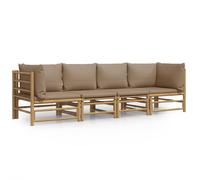 Salon De Jardin 4 Pcs Avec Coussins Taupe Bambou