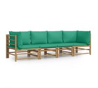 Salon De Jardin 4 Pcs Avec Coussins Vert Bambou