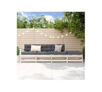 Salon de jardin 4 pcs blanc bois de pin massif