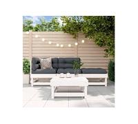 vidaXL Salon de jardin 4 pcs en pin massif blanc – canapés, repose-pieds, table basse