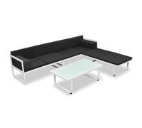 vidaXL Salon de jardin 4 pcs et coussins Aluminium Noir
