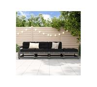 Salon de jardin 4 pcs gris bois massif de pin