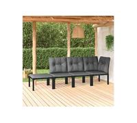 Salon de jardin 4 pcs noir et gris résine tressée