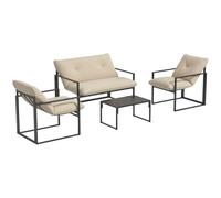 Outsunny Salon de Jardin extérieur 4 pièces avec Coussins Ultra-épais 15cm - Ensemble mobilier de Jardin et Salon Bas pour terrasse - canapé 2 Places avec Table Basse et 2 fauteuils, Cadre Acier Noir