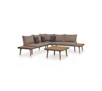 Salon de jardin 4pcs et coussins Bois d'acacia solide Marron