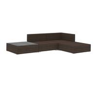 Salon De Jardin 4 Pièces Avec Coussins, Table Et Canapé Modulaires En Polyrotin Marron