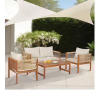 Salon de jardin 4 pièces Cannole bois d'acacia naturel beige