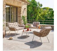 Salon de jardin 4 places acier traité époxy PAOPAO beige et argile - Hespéride