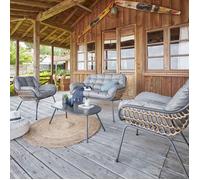 Salon de jardin 4 places acier traité époxy PAOPAO gris et graphite - Hespéride