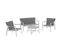 Salon de jardin 4 places en aluminium blanc - Oviala