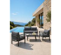 Salon de jardin 4 places en aluminium - Gris anthracite - LISBONNE