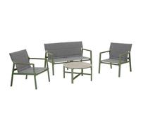Salon de jardin 4 places en aluminium vert kaki - Oviala