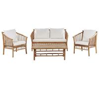 Salon de jardin 4 places en bambou blanc MAGGIORE