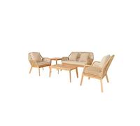 ROSARIO - Salon de jardin 4 places en bois avec 2 tables beige et bois
