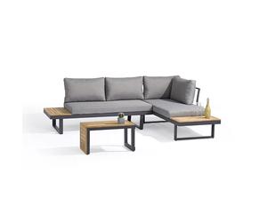 Salon de jardin 4 places en bois d'acacia et aluminium