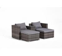 CONCEPT USINE | Salon de Jardin Modulable en Résine Tréssée 4 Places | Design Moana Gris Foncé | Pratique : 1 Table Haute + 2 Fauteuils + 2 Poufs | Confortable et Robuste | Résistant aux Intempéries