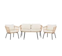 Salon de Jardin 4 Places en Rotin "Ortigia" 142cm Naturel