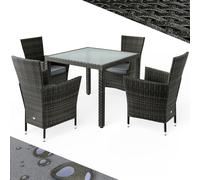 Salon de jardin 4 places table de jardin chaises empilables avec coussins