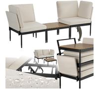 TecTake® Salon de Jardin Exterieur 5en1 Canapé 2 Places modulable Table de Jardin Coussins épais Inclus Cadre en Acier laqué époxy Mobilier de terrasse Canape Exterieur Balcon Veranda Maison