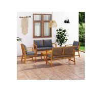 Vidaxl Salon De Jardin 5 Pcs Avec Coussin Bois D'acacia Solide
