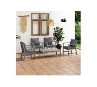 Salon De Jardin 5 Pcs Avec Coussin Bois D'acacia Solide Gris Gris