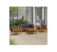 Bois d'Acacia Massif Canapé de Jardin à 4 Places avec Coussin Patio vidaXL