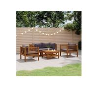 Salon de jardin 5 pcs avec coussin Bois d'acacia solide