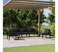 Salon de Jardin 5 pcs avec Coussins Aluminium Anthracite Mobilier Patio vidaXL