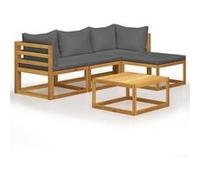 Salon de jardin 5 pcs avec coussins Bois d acacia solide