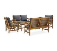 vidaXL Salon de jardin 5 pièces avec coussins Bois d'acacia massif