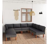 Salon de Jardin 5 pcs avec Coussins Résine Tressée Gris Patio Mobilier vidaXL