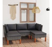 Vidaxl Salon De Jardin 5 Pcs Avec Coussins Résine Tressée Noir