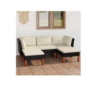 Salon de Jardin 5 pcs avec Coussins Résine Tressée Noir Mobilier Patio vidaXL