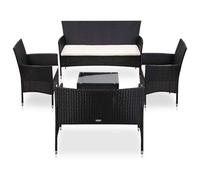 Salon de Jardin 5 pcs avec Coussins Résine Tressée Noir Mobilier Patio vidaXL