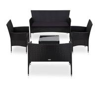vidaXL Salon de jardin 5 pièces avec coussins résine tressée noir