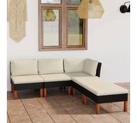 Salon de Jardin 5 pcs avec Coussins Résine Tressée Noir Mobilier Patio vidaXL