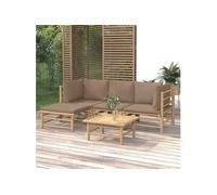 Salon de jardin 5 pcs avec coussins taupe bambou 3155114