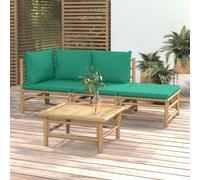 vidaXL Salon de jardin 4 pcs avec coussins taupe bambou 3155112