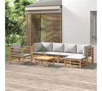 Salon de jardin 5 pcs avec coussins taupe bambou ensemble de salon vidaXL