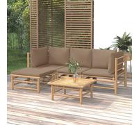 Salon De Jardin 5 Pcs Avec Coussins Taupe Bambou
