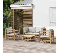 Salon de jardin 5 pcs avec coussins taupe bambou ensemble de salon vidaXL