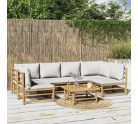 Salon de jardin 5 pcs avec coussins taupe bambou ensemble de salon vidaXL