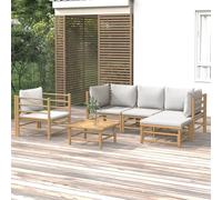 Salon de jardin 5 pcs avec coussins taupe bambou ensemble de salon vidaXL