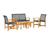 Salon de jardin 5 pcs noir résine tressée et bois d'acacia-AKO7592137470311